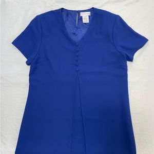 Royal Blue Short Sleeve Dress Queen Shift Knee Length Career Wedding size 14